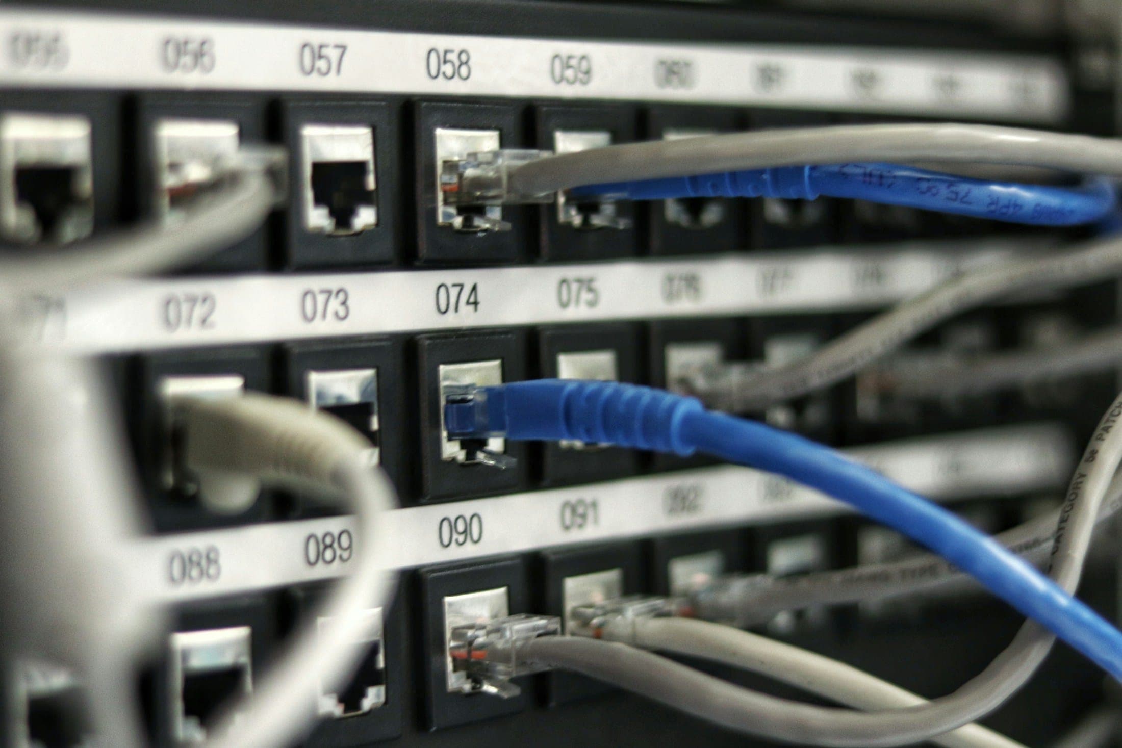Panneau de brassage numéroté avec câbles RJ45